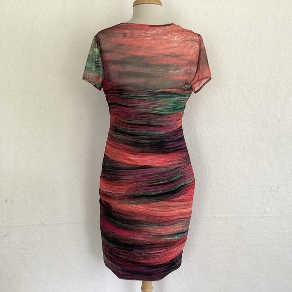 BCBGMaxAzria “Donna” ASOTV Mackenzie Morrison Rainbow Stripe Mesh Top Dress L - Picture 5 of 12